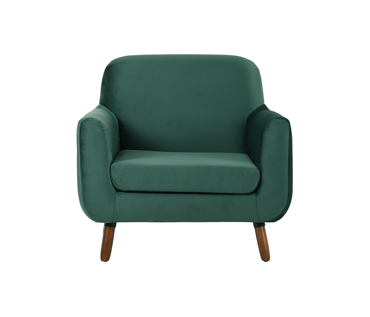 Sillón Jitotol terciopelo pata Nogal - Verde oscuro