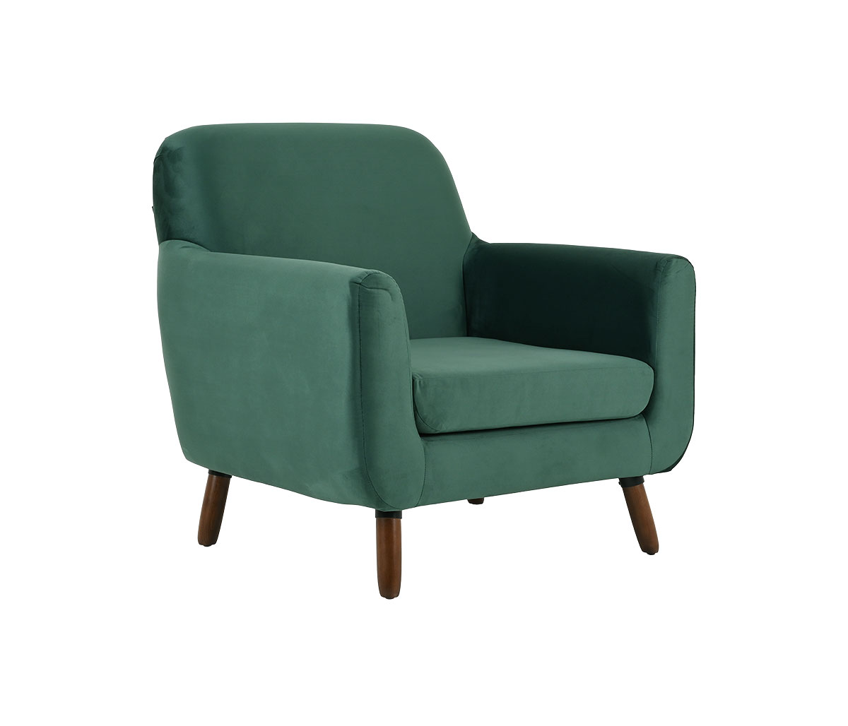 Sillón Jitotol terciopelo pata Nogal - Verde oscuro
