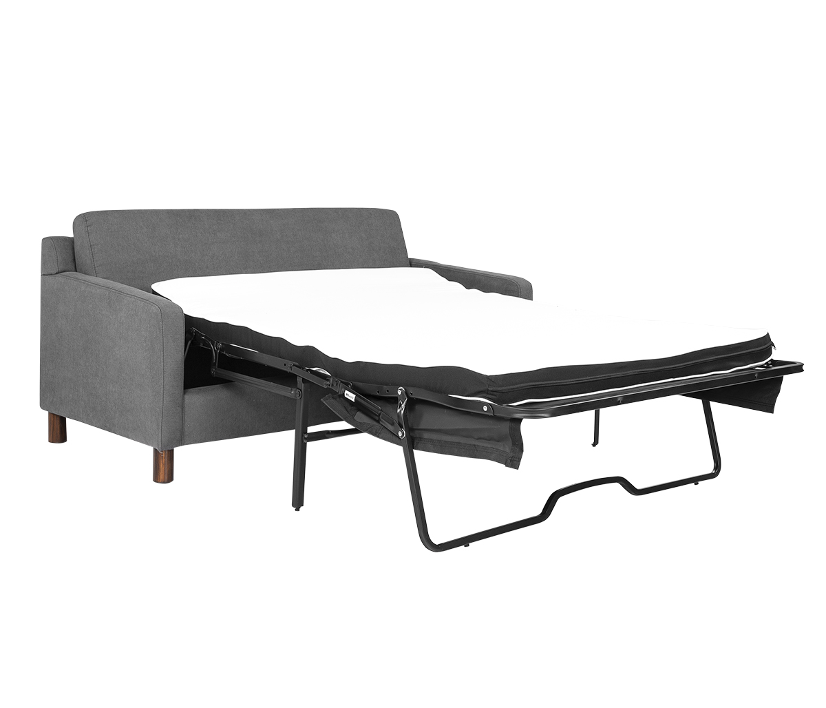 Sofá cama con colchón Nessa pata nogal - Gris oscuro