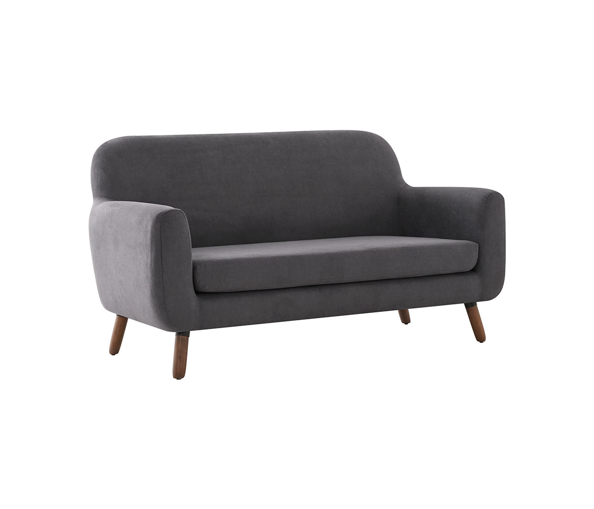 Sofá Jitotol 2 cuerpos pata nogal - Gris oscuro